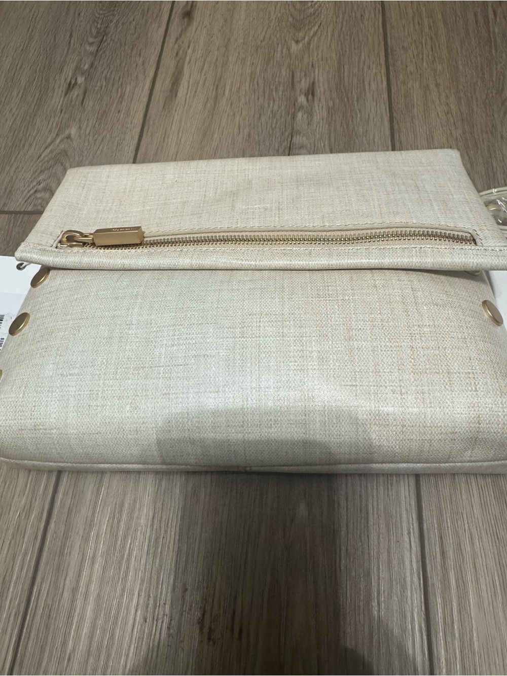 Hammitt Cream Fold-Over Clutch with Gold Hardware